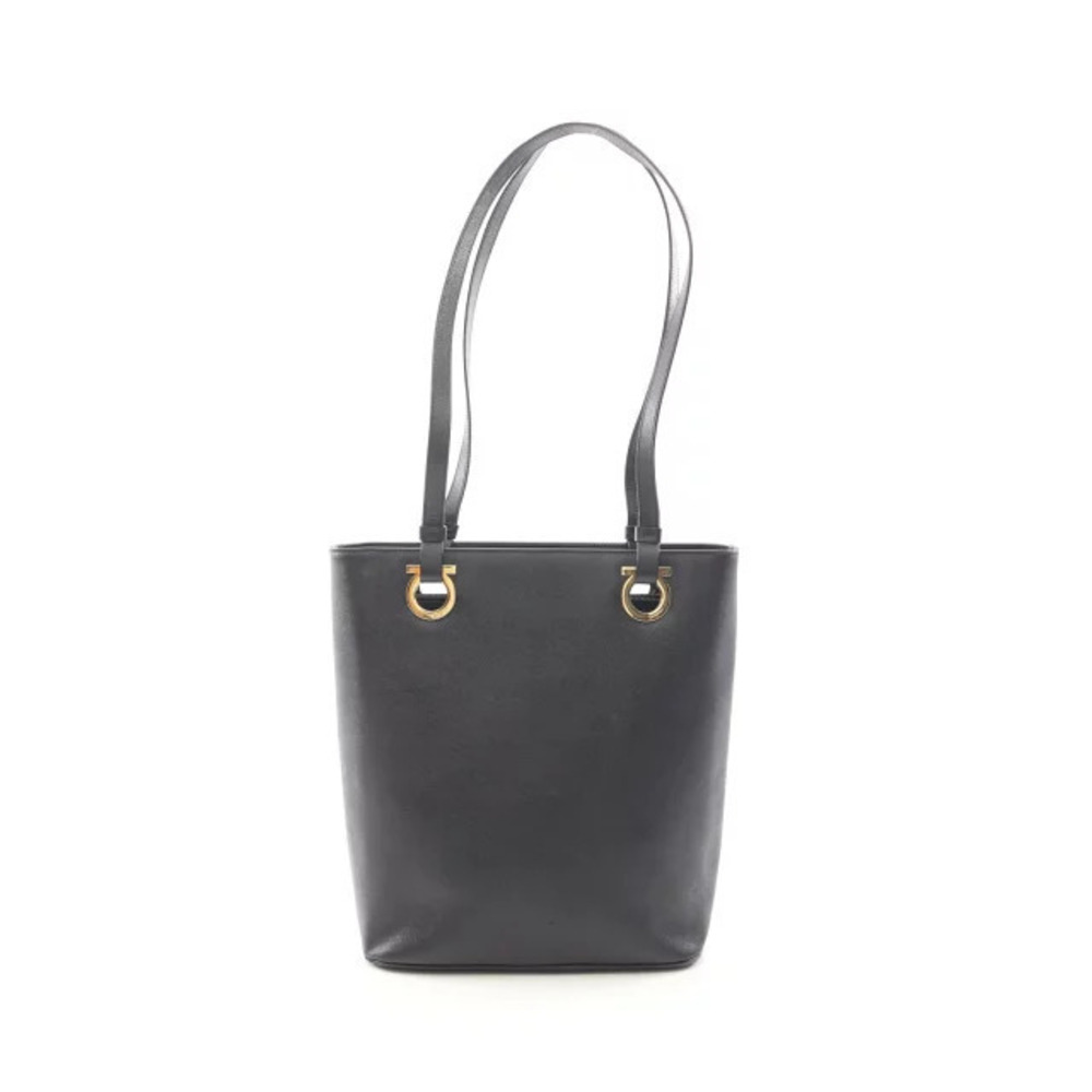 Salvatore Ferragamo Gancini Tote Bag Leather Black